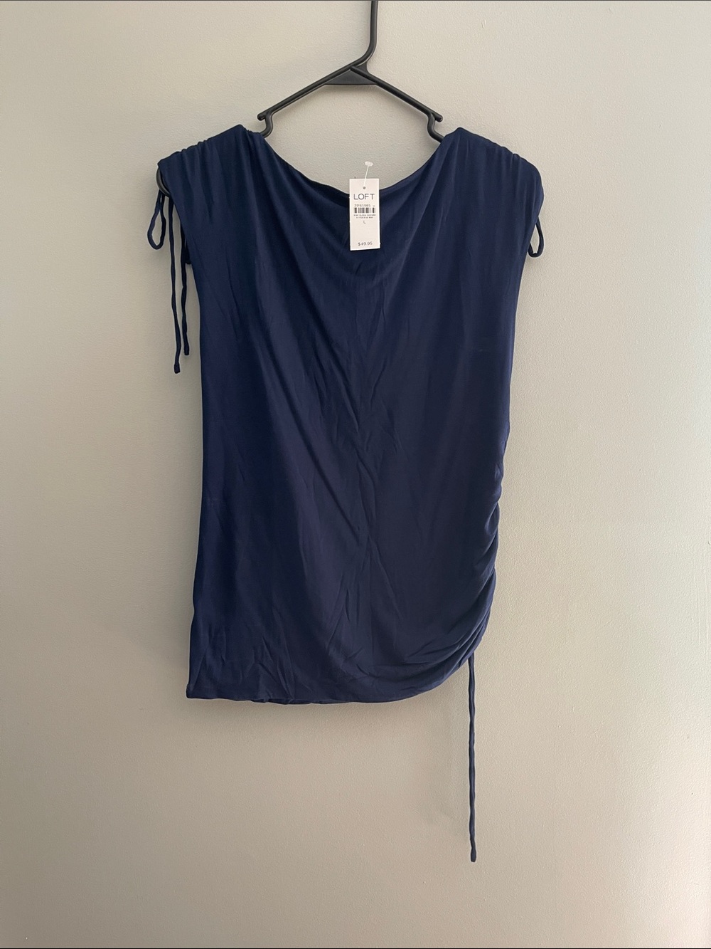 Loft Large Navy Asymmetric Tie Top
